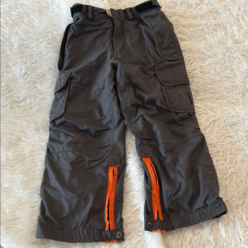 Gap Kids Snow/Ski Pants Boys/Girls Gray/Orange Adjustable Waist Many Pockets 6/7